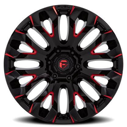 Aluminum 18X9 Quake D829 Gloss Black Milled Red Fuel Off Road Wheels-8