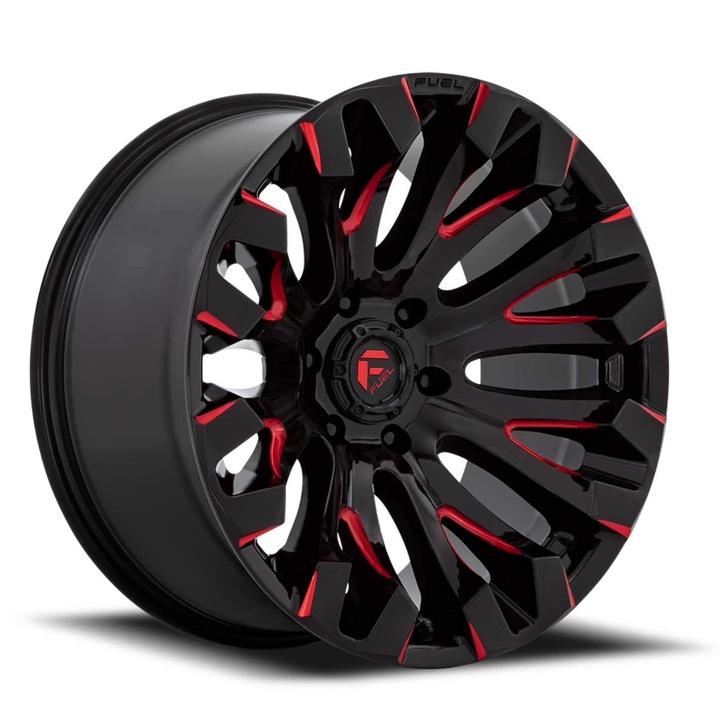 Aluminum 18X9 Quake D829 Gloss Black Milled Red Fuel Off Road Wheels-3