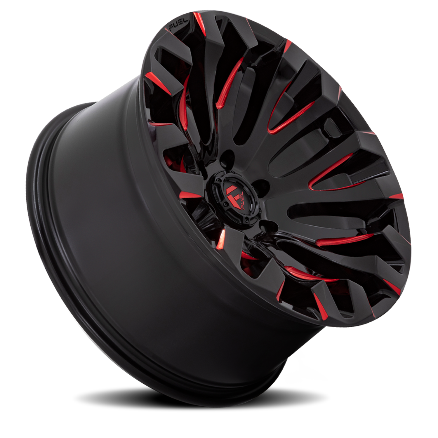 Aluminum 18X9 Quake D829 Gloss Black Milled Red Fuel Off Road Wheels-4