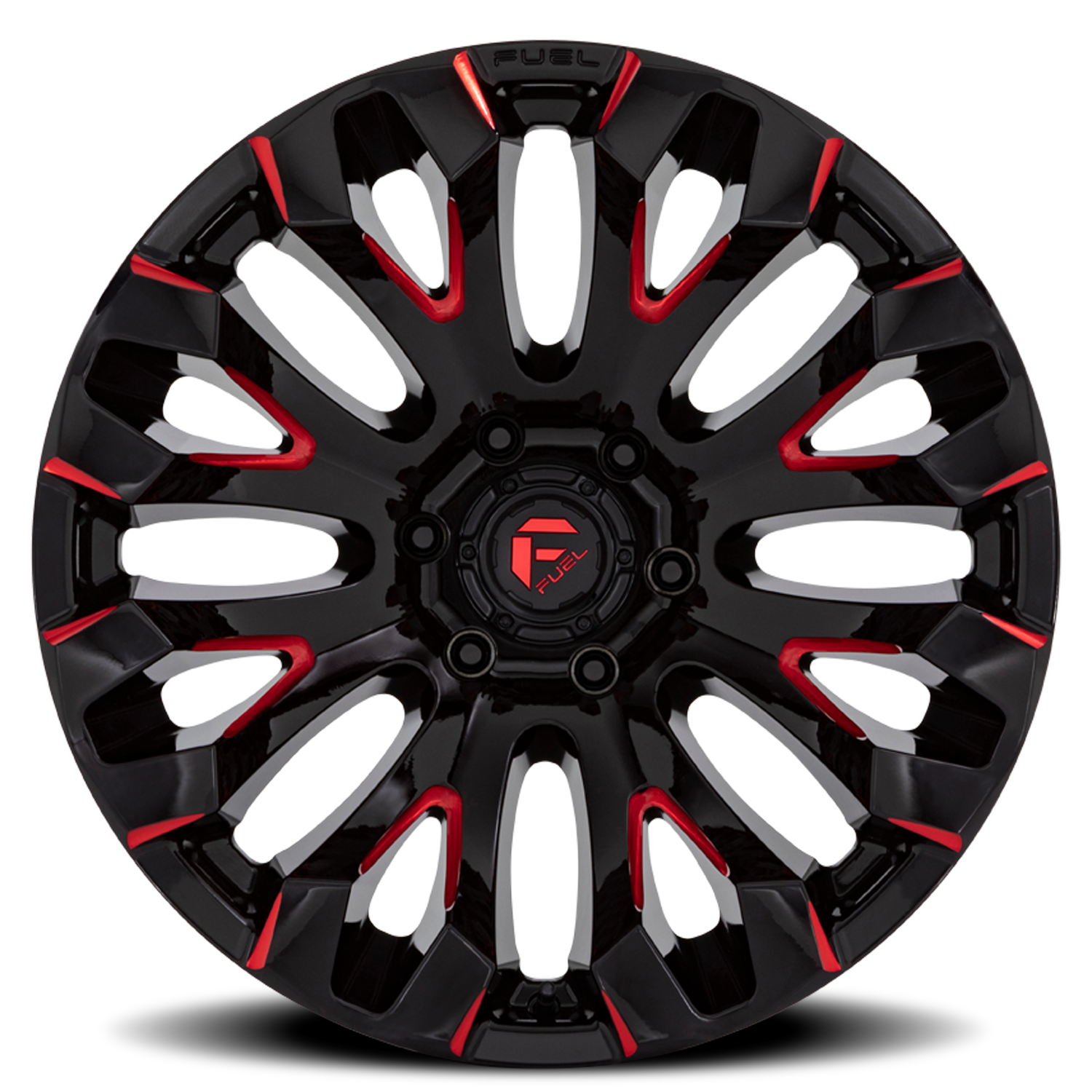 Aluminum 18X9 Quake D829 Gloss Black Milled Red Fuel Off Road Wheels-5