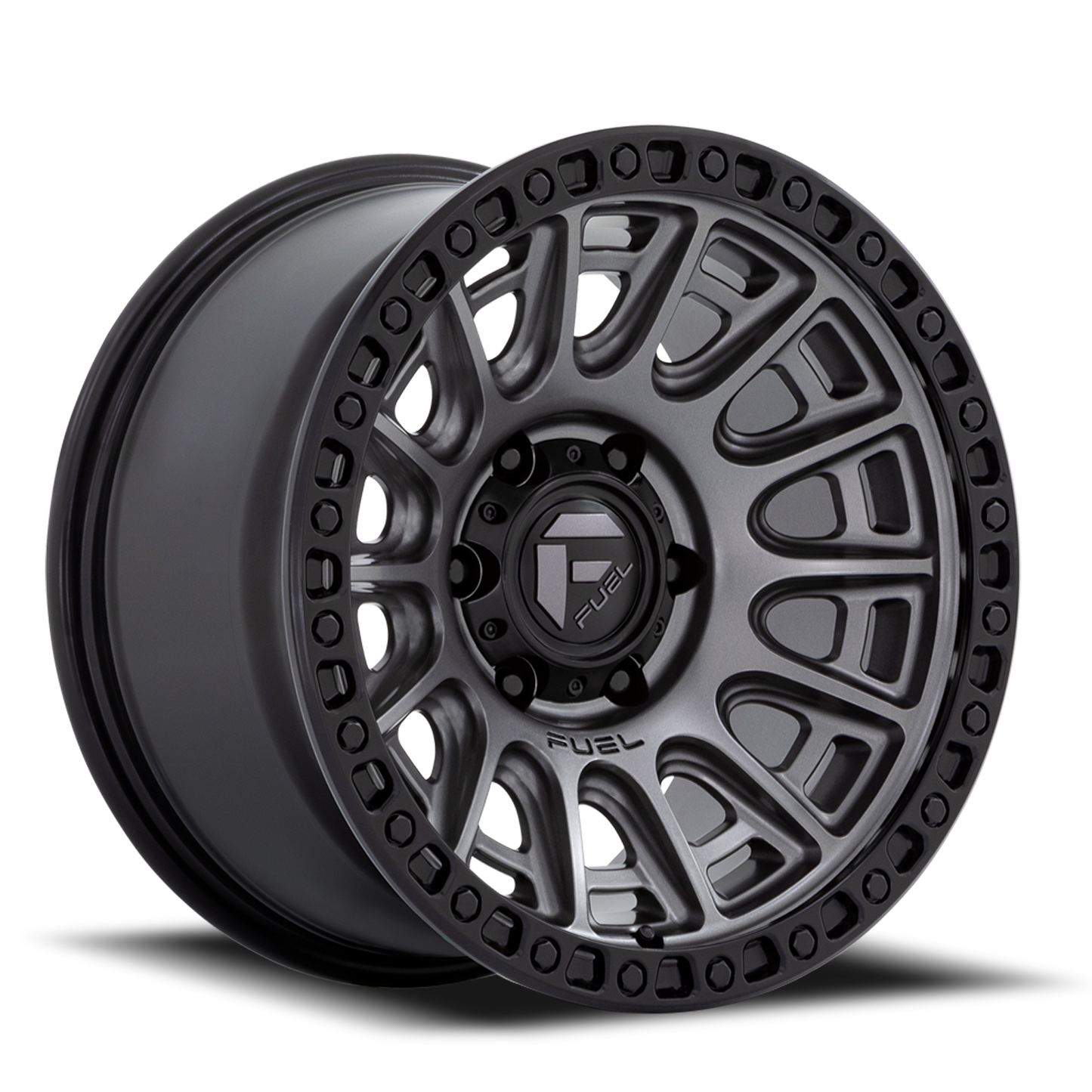 Aluminum 17X8.5 Cycle D835 Gunmetal Gray/Black Ring Fuel Off Road Wheels-15