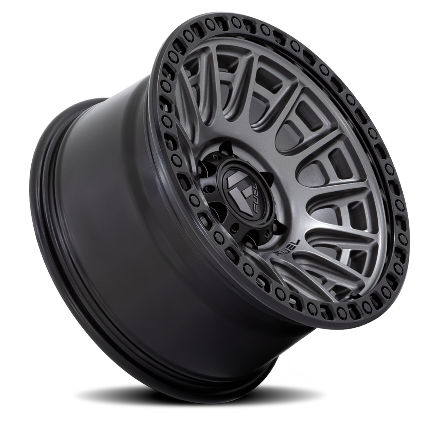 Aluminum 17X8.5 Cycle D835 Gunmetal Gray/Black Ring Fuel Off Road Wheels-16