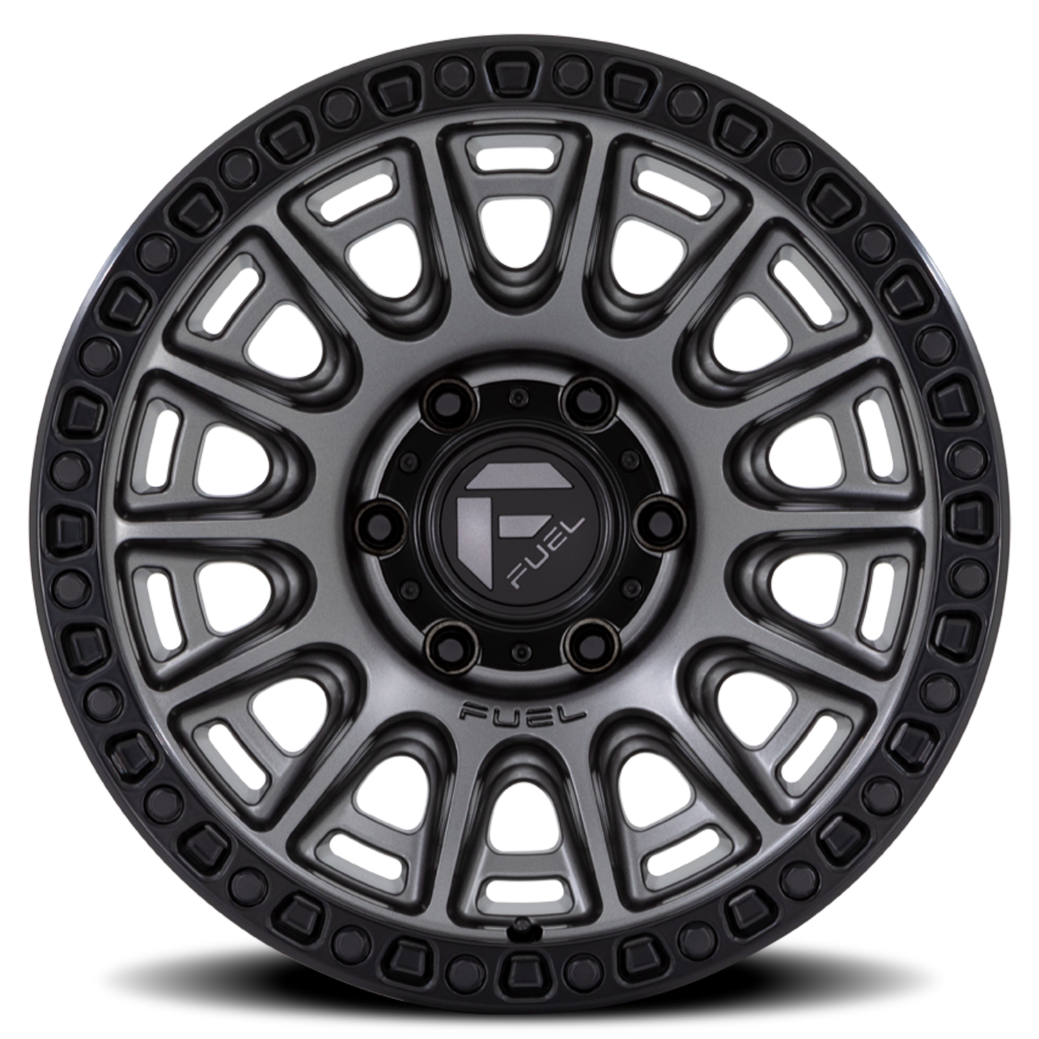 Aluminum 17X8.5 Cycle D835 Gunmetal Gray/Black Ring Fuel Off Road Wheels-17