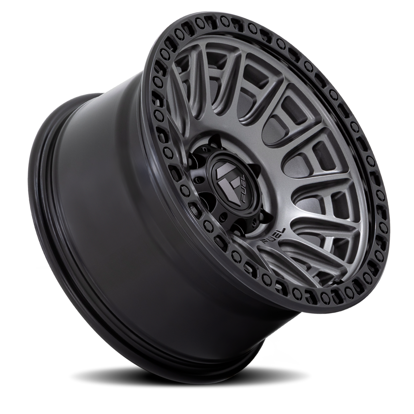 Aluminum 17X8.5 Cycle D835 Gunmetal Gray/Black Ring Fuel Off Road Wheels-4