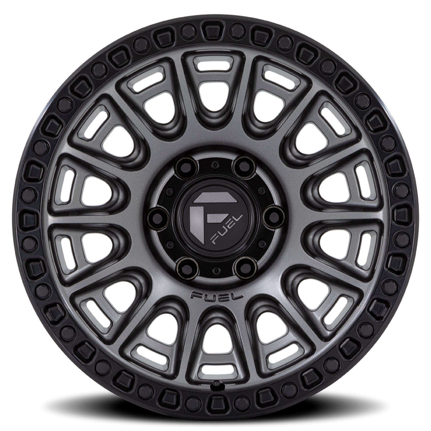 Aluminum 17X8.5 Cycle D835 Gunmetal Gray/Black Ring Fuel Off Road Wheels-5