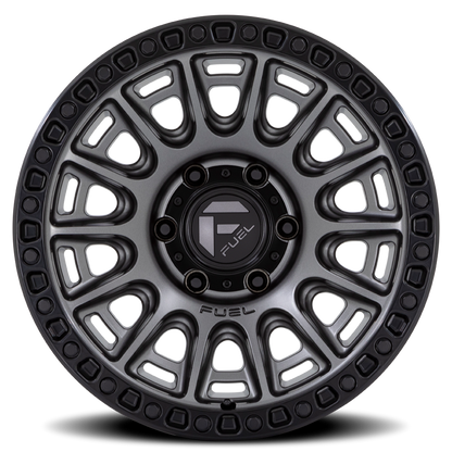 Aluminum 17X8.5 Cycle D835 Gunmetal Gray/Black Ring Fuel Off Road Wheels-5