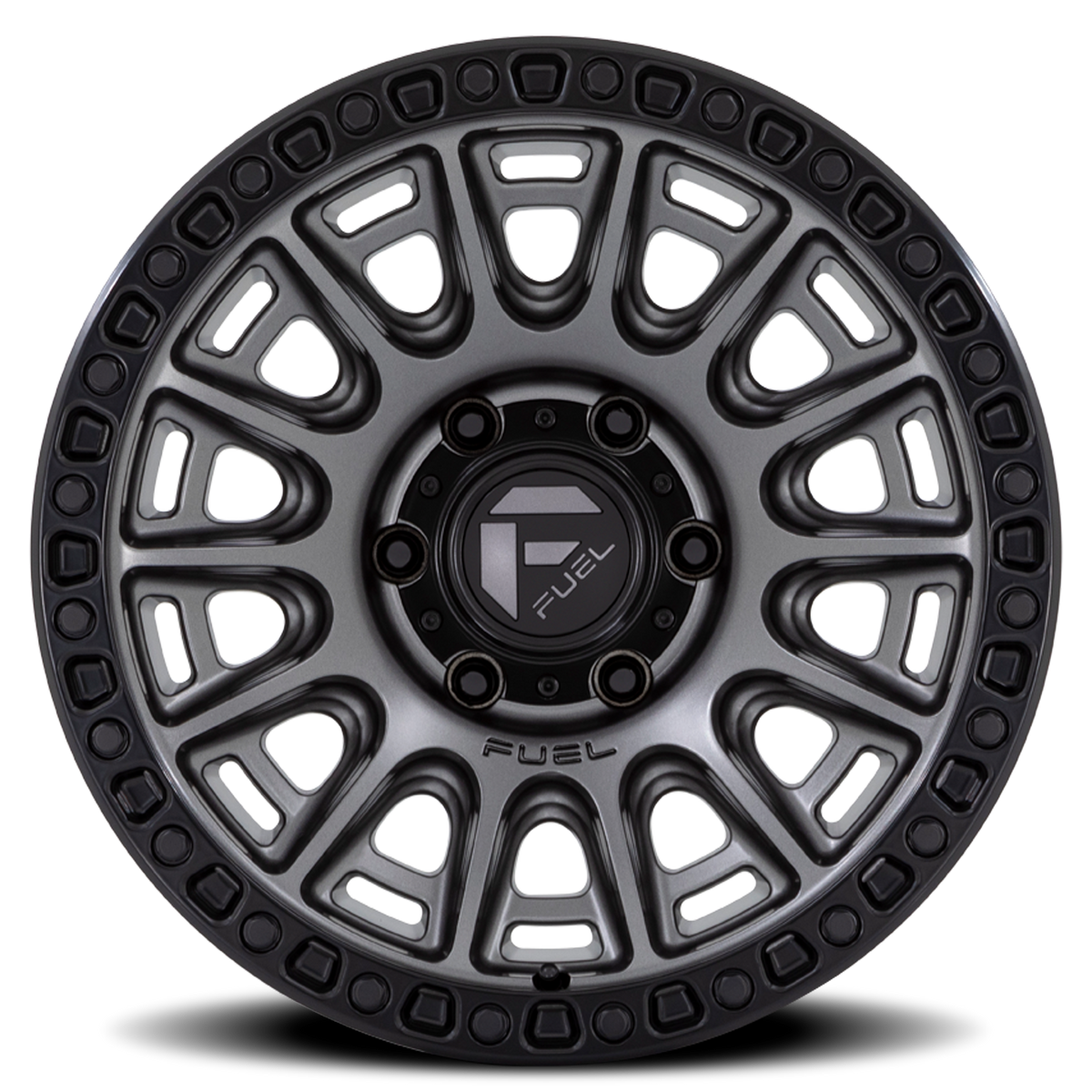 Aluminum 17X9 Cycle D835 Gunmetal Gray/Black Ring Fuel Off Road Wheels-2