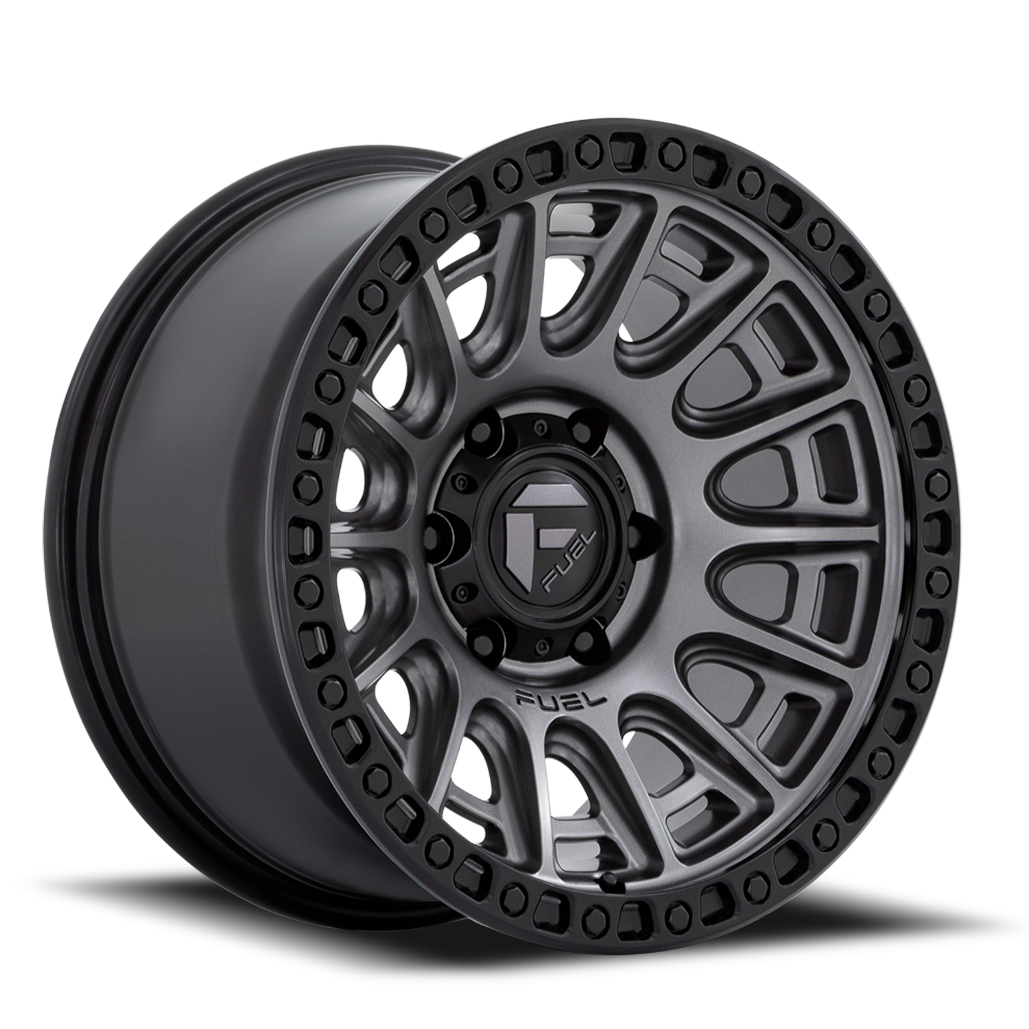 Aluminum 20X9 Cycle D835 Gunmetal Gray/Black Ring Fuel Off Road Wheels