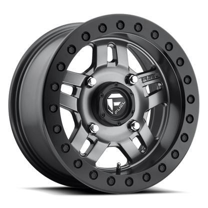 Aluminum 14X7 Anza UTV D918 Matt Anthracite Gray Beadlock Fuel Off Road Wheels-3