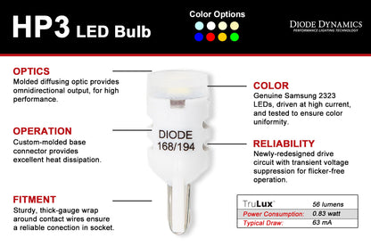 194 LED Bulb HP3 LED Blue Diode Dynamics-5