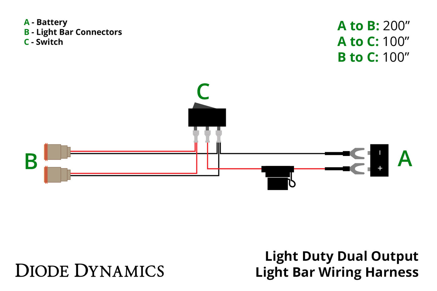 Diode Dynamics Light Duty Dual Output Light Bar Wiring Harness Diode Dynamics