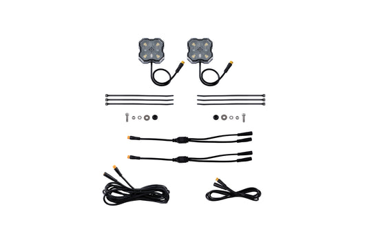 Diode Dynamics Stage Series Single-Color LED Rock Light, White Diffused M8 (2-pack)