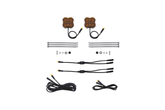 Diode Dynamics Stage Series Single-Color LED Rock Light, Amber M8 (2-pack)
