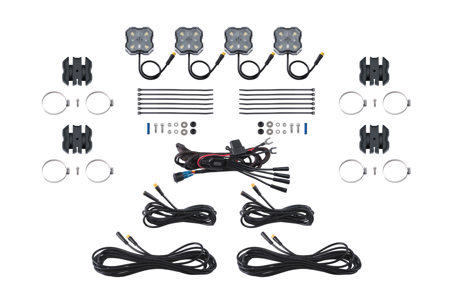 Diode Dynamics Stage Series SXS Rock Light Installer Kit, White Diffused M8 (4-pack) Diode Dynamics