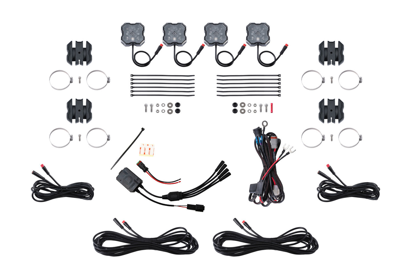 Diode Dynamics Stage Series SXS Rock Light Installer Kit, RGBW M8 (4-pack) Diode Dynamics