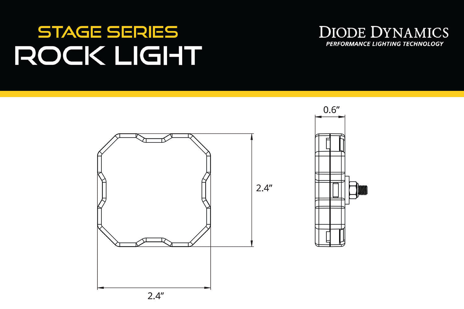 Diode Dynamics Stage Series SXS Rock Light Installer Kit, White Diffused M8 (8-pack)
