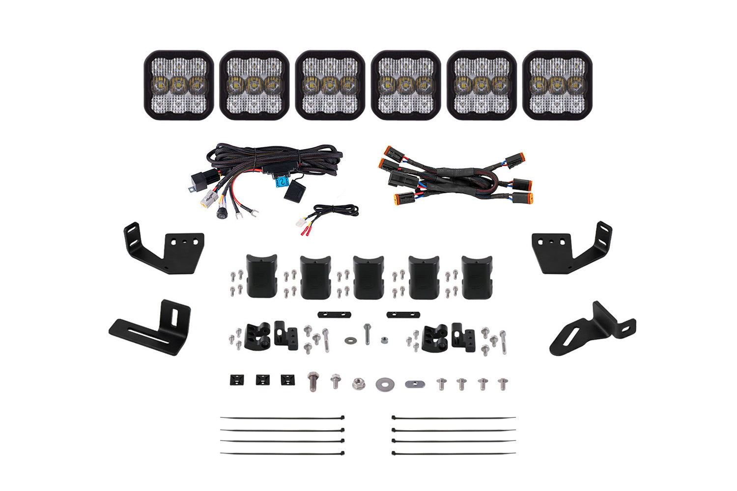Diode Dynamics SS5 6-Pod CrossLink Mounting Kit for Prinsu/Sherpa Roof Racks, Pro White Combo Diode Dynamics