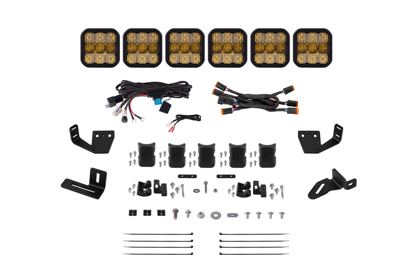 Diode Dynamics SS5 6-Pod CrossLink Mounting Kit for Prinsu/Sherpa Roof Racks, Pro Yellow Combo Diode Dynamics