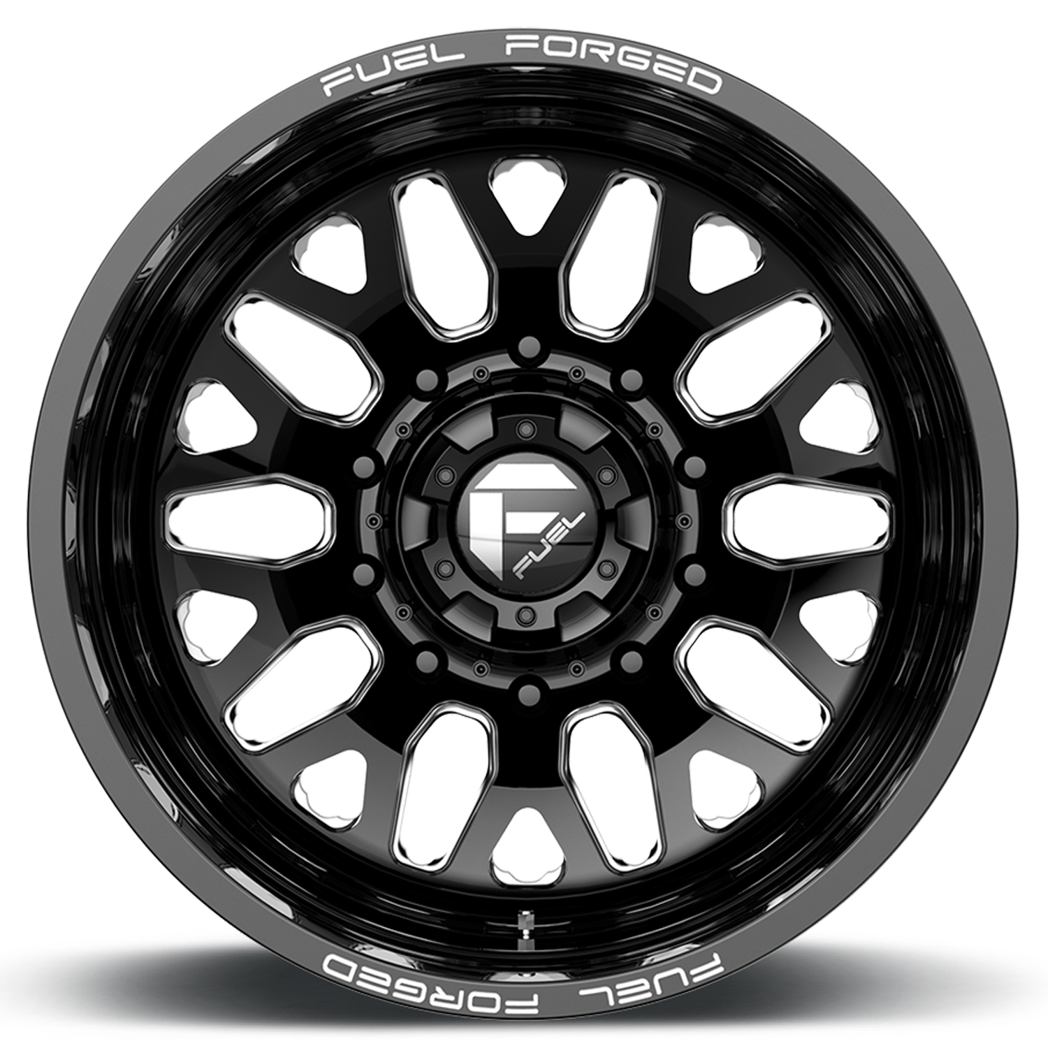 Dually 20X8.25 FF19D Dually DE19 BK Gloss Black Milled Fuel Off Road Wheels-8