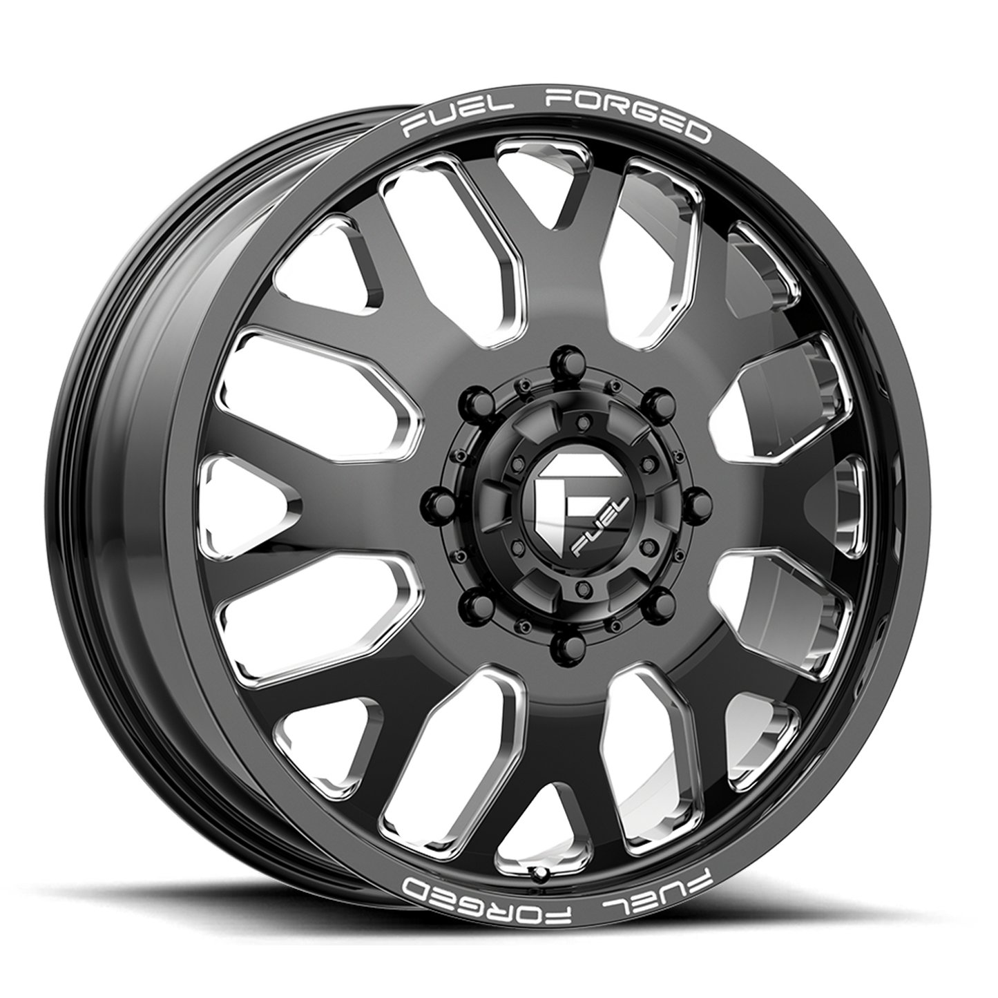 Dually 20X8.25 FF19D Dually DE19 BK Gloss Black Milled Fuel Off Road Wheels-3