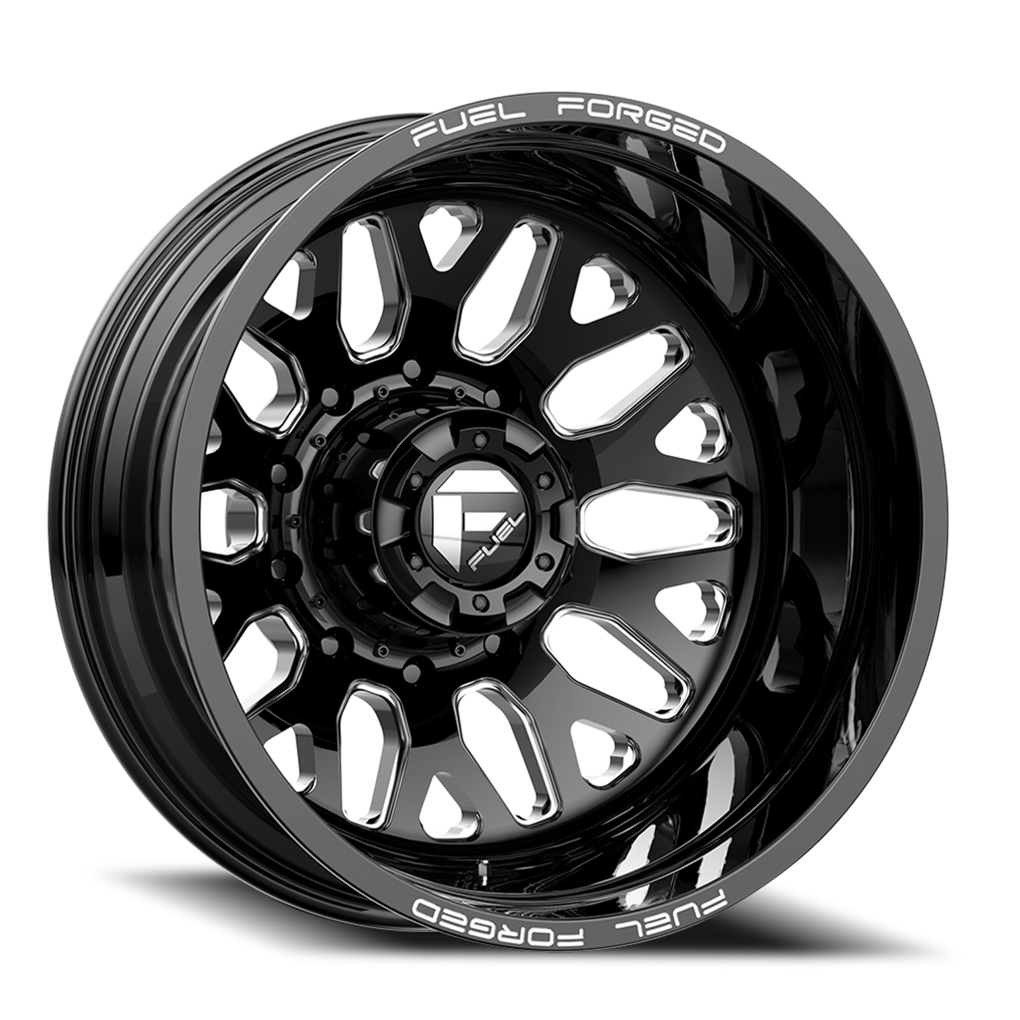 Dually 20X8.25 FF19D Dually DE19 BK Gloss Black Milled Fuel Off Road Wheels