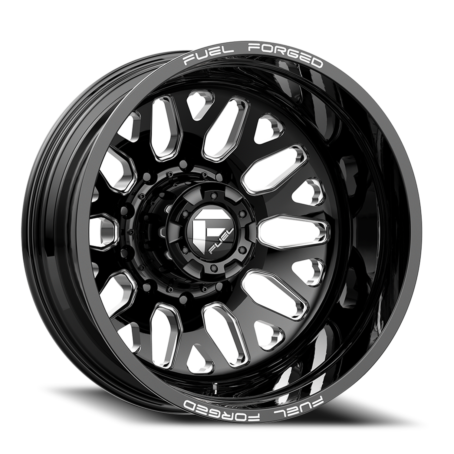 Dually 20X8.25 FF19D Dually DE19 BK Gloss Black Milled Fuel Off Road Wheels