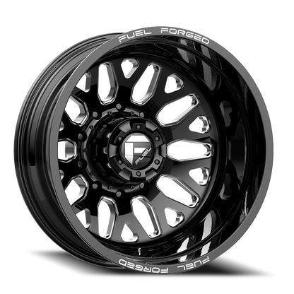 Dually 20X8.25 FF19D Dually DE19 BK Gloss Black Milled Fuel Off Road Wheels