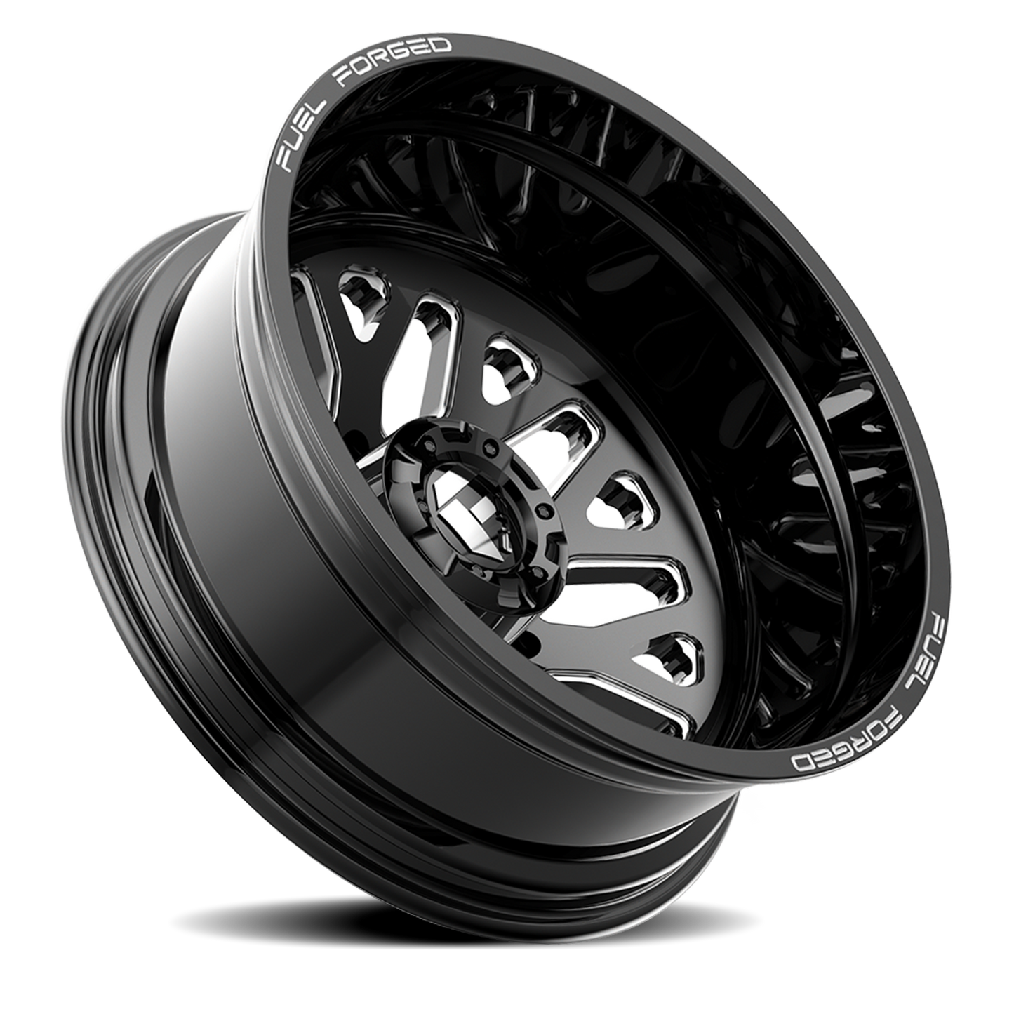 Dually 20X8.25 FF19D Dually DE19 BK Gloss Black Milled Fuel Off Road Wheels-1