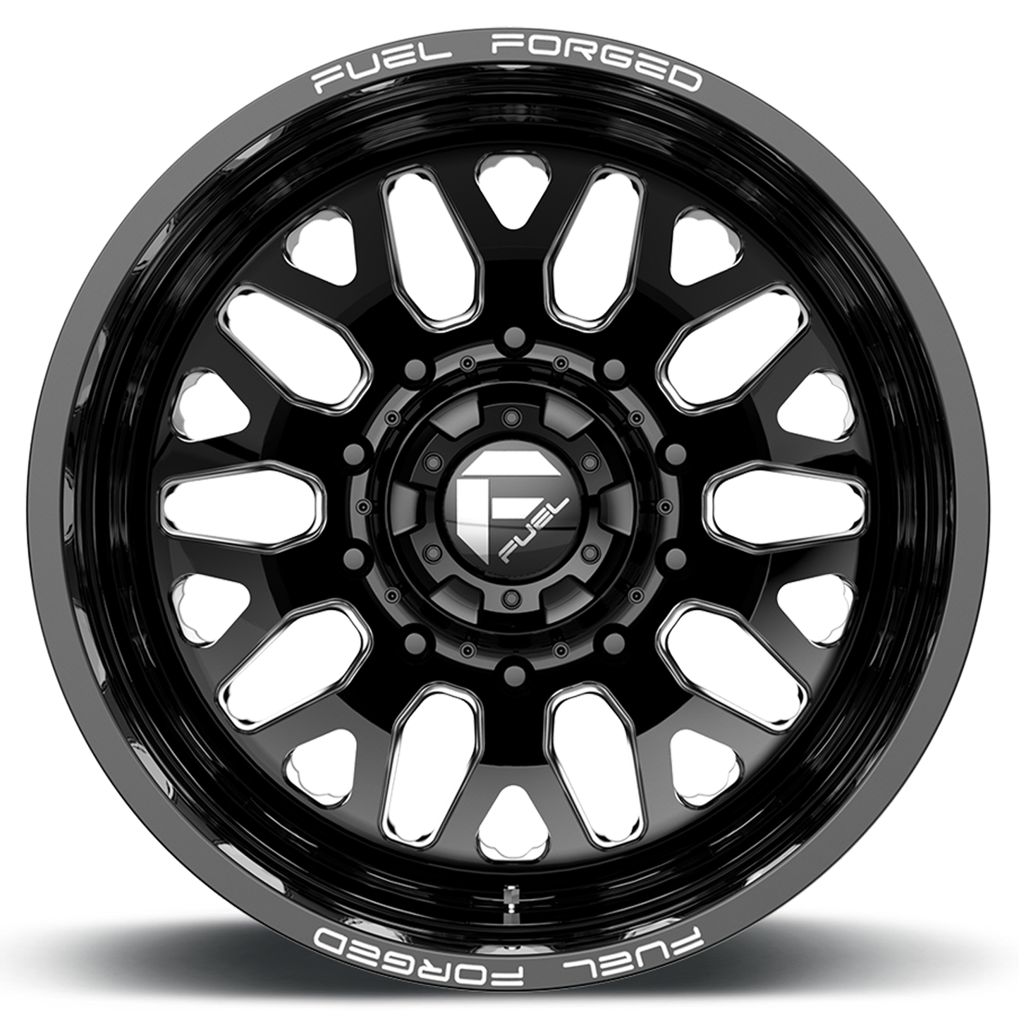Dually 20X8.25 FF19D Dually DE19 BK Gloss Black Milled Fuel Off Road Wheels-2