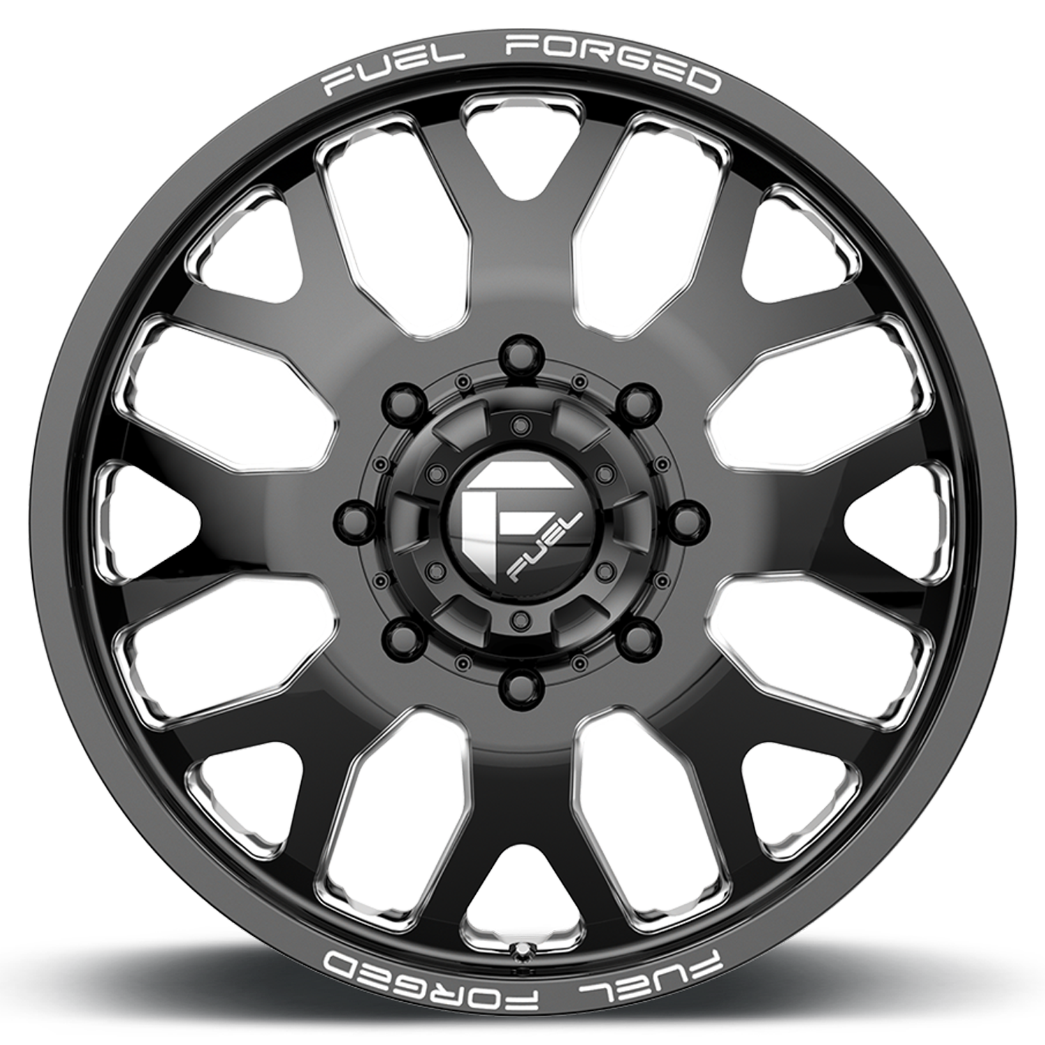 Dually 20X8.25 FF19D Dually DE19 BK Gloss Black Milled Fuel Off Road Wheels-5