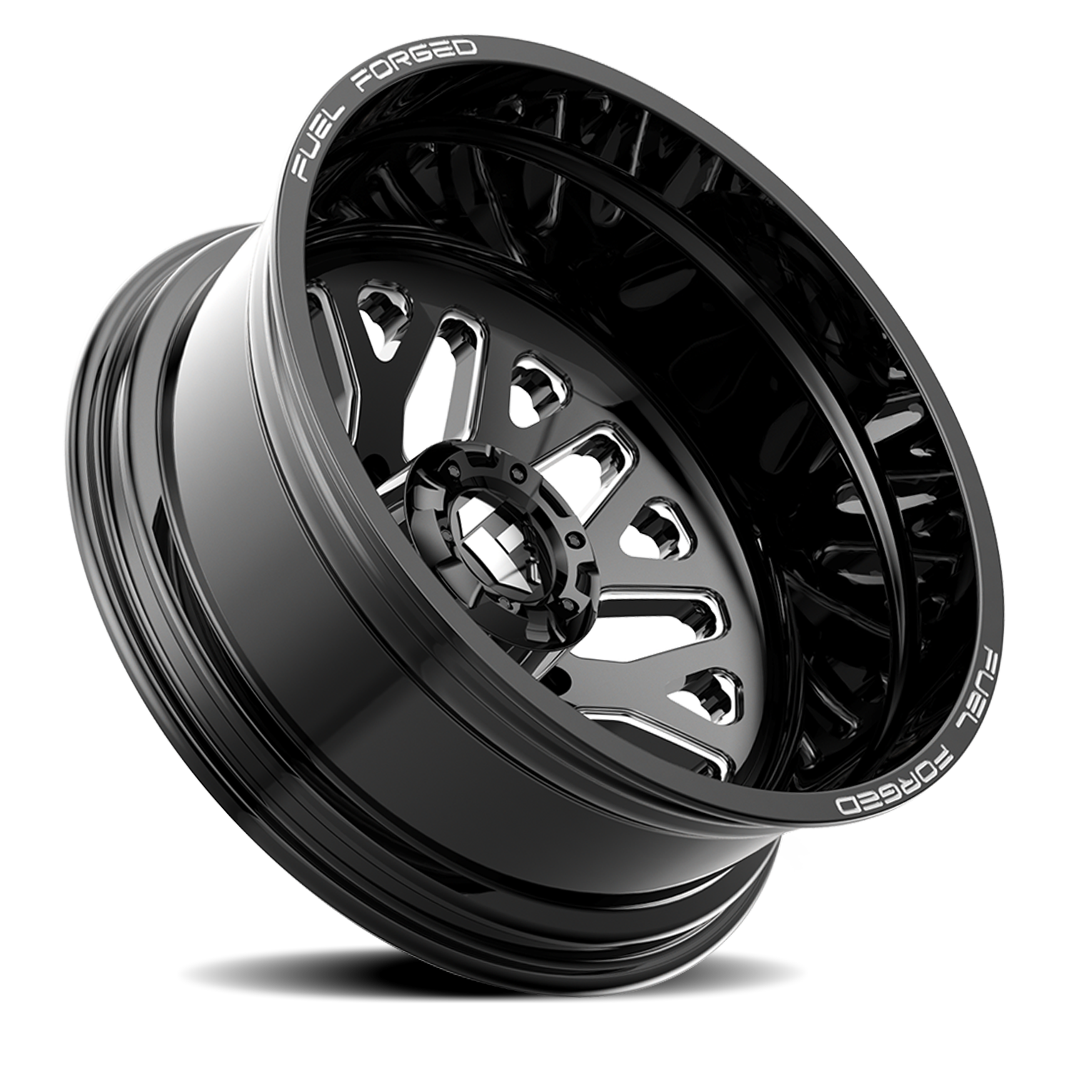 Dually 22X8.5 FF19D Dually DE19 BK Gloss Black Milled Fuel Off Road Wheels-7