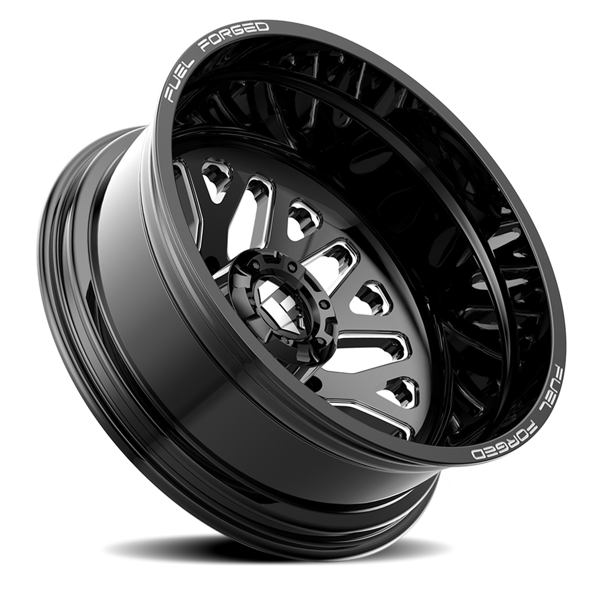 Dually 22X8.5 FF19D Dually DE19 BK Gloss Black Milled Fuel Off Road Wheels-1