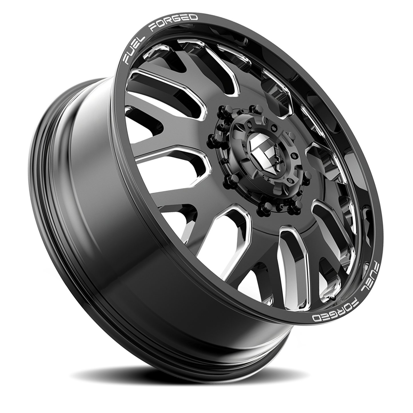 Dually 22X8.5 FF19D Dually DE19 BK Gloss Black Milled Fuel Off Road Wheels-4
