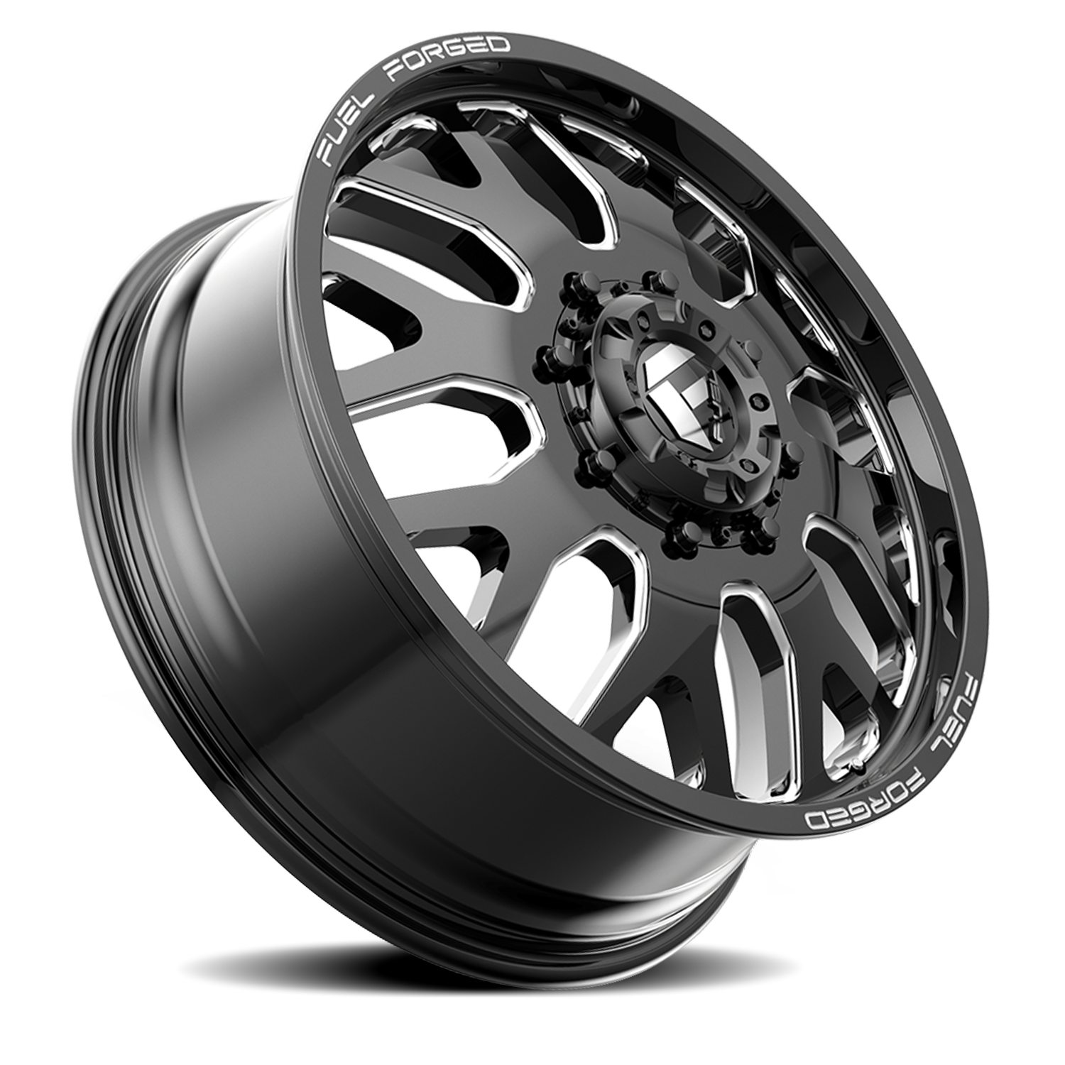 Dually 22X8.5 FF19D Dually DE19 BK Gloss Black Milled Fuel Off Road Wheels-4