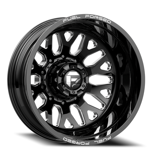 Dually 24X8.25 FF19D Dually DE19 BK Gloss Black Milled Fuel Off Road Wheels