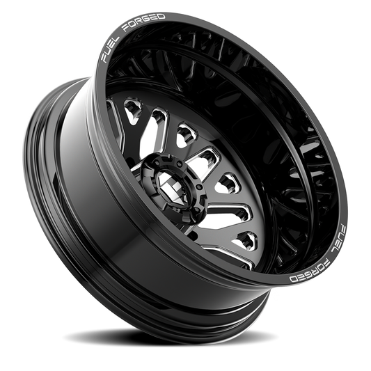 Dually 24X8.25 FF19D Dually DE19 BK Gloss Black Milled Fuel Off Road Wheels-1