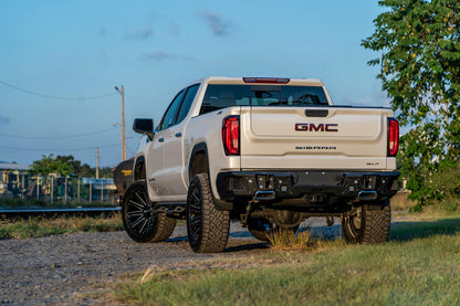 A2 Rear Bumper For 2019-2025 Silverado/Sierra 1500 Sensor Cutouts Light Cutouts Fits Dual Exhaust Only Bump Bodyguard Bumpers-4
