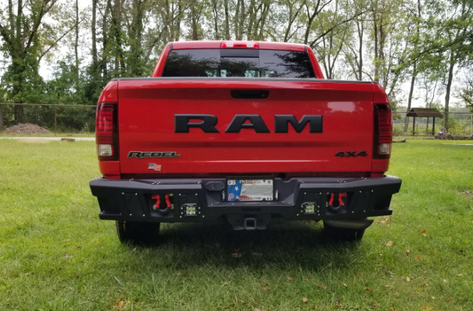 A2 Rear Bumper For 2019-2024 Ram 1500 & Rebel 6-lug Light Cutouts Dual Exhaust Only Bodyguard Bumpers-2
