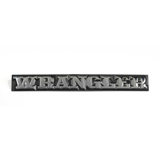 Emblem Rear Wrangler Emblem Black w/Chrome Wrangler Lettering 1987-1991 Jeep Wrangler Yoji OMIX