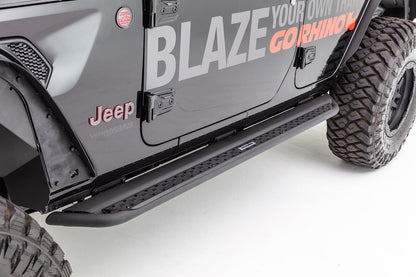 Dominator Xtreme DSS SideSteps With Mounting Bracket Kit Textured Black 2018-2026 Jeep Wrangler Go Rhino-5