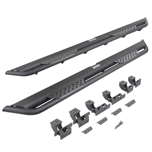Dominator Xtreme DT Side Steps with Mounting Bracket Kit Textured Black 2018-2026 Jeep Wrangler Go Rhino