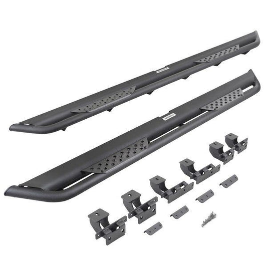 Dominator Xtreme DT Side Steps with Mounting Bracket Kit Textured Black 2020-2025 Jeep Gladiator Go Rhino