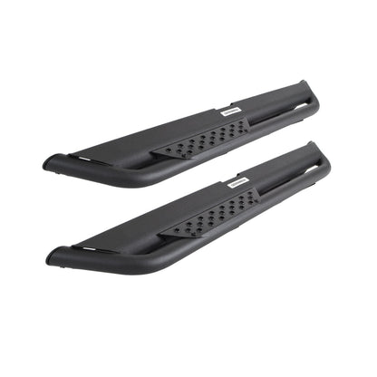 Dominator Xtreme DT Side Steps with Mounting Bracket Kit Textured Black For 2018-2025 Jeep Wrangler JL Go Rhino