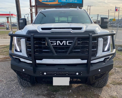 T2 Front Bumper Extreme For 2024-2026 Sierra 2500/3500 HD Sensor Cutouts Factory Fog lights Standard Skid Plate With Mesh Grill With Camera Harness Bodyguard Bumpers-4