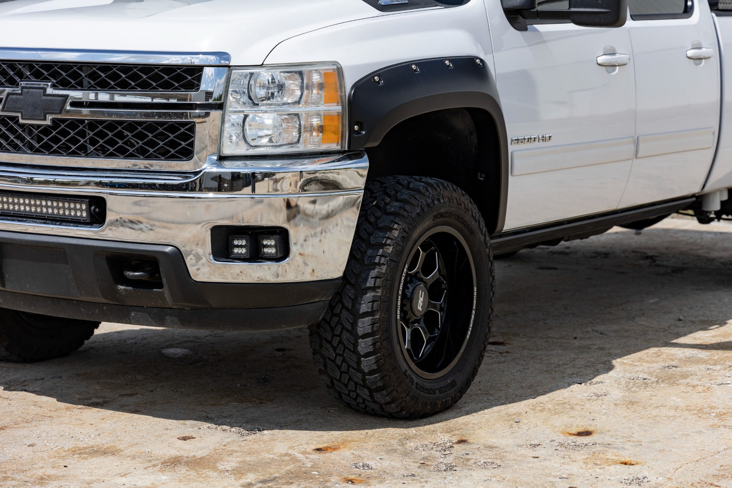 Pocket Fender Flares 6 Foot 7 Inch & 8 Foot Bed 46 Stealth Gray Chevy Silverado 1500/2500HD/3500HD (07-14) Rough Country-4