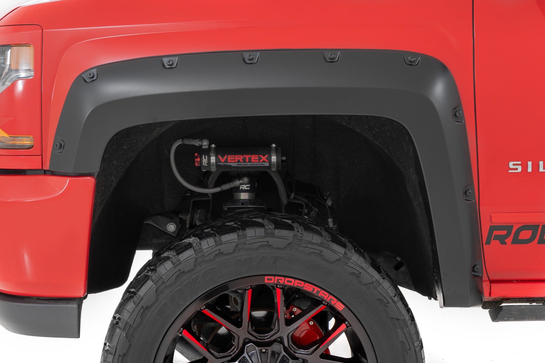 Pocket Fender Flares 6 Foot 7 Inch & 8 Foot Bed G7J Rainforest Green Chevy Silverado 1500 (14-18)/2500HD Rough Country-4