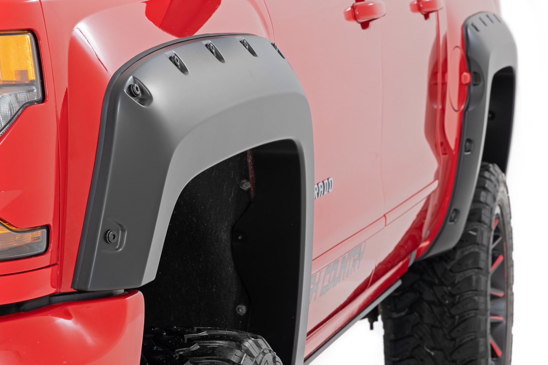 Pocket Fender Flares 5 Foot 9 Inch Bed G9K Satin Steel Chevy Silverado 1500 (14-18 & Classic) Rough Country-3