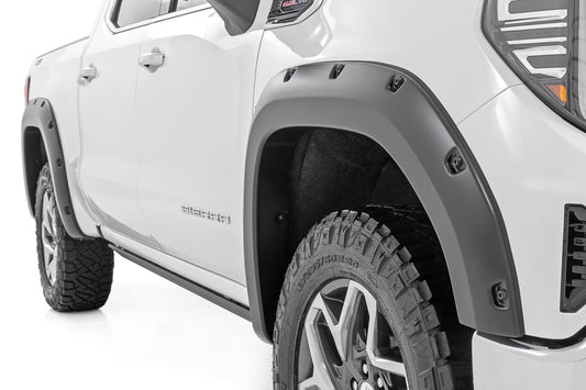 Traditional Pocket Fender Flares Gloss Black GMC Sierra 1500 2WD/4WD (19-23) Rough Country-1
