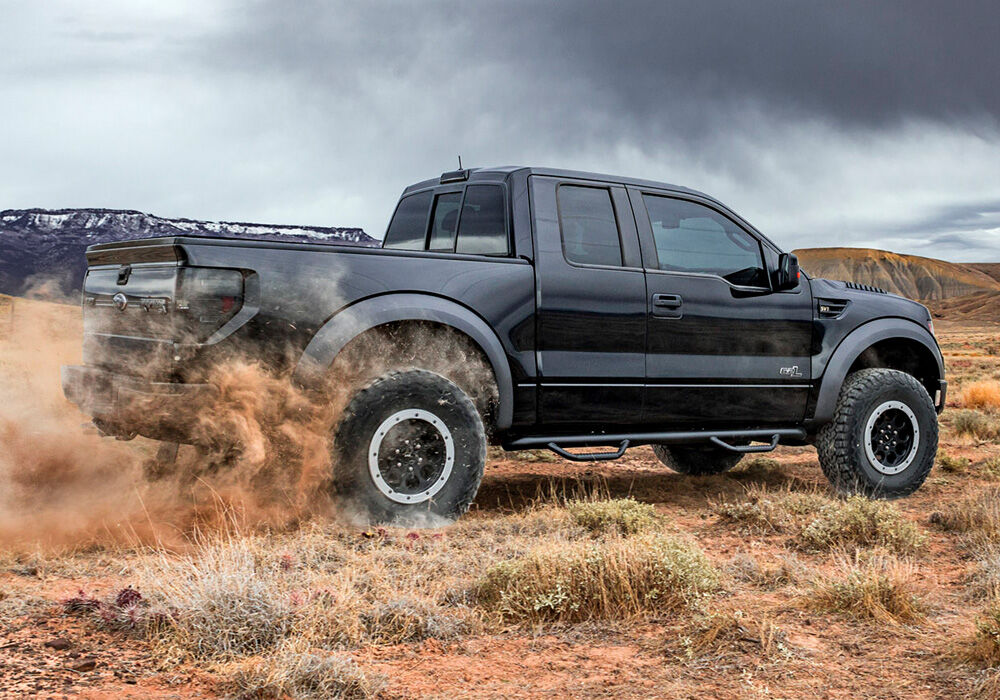 Nerf Step Bar Cab Length (2 Steps per Side) 2004-2008 Ford F-150 SuperCrew Textured Black N Fab NFab-3