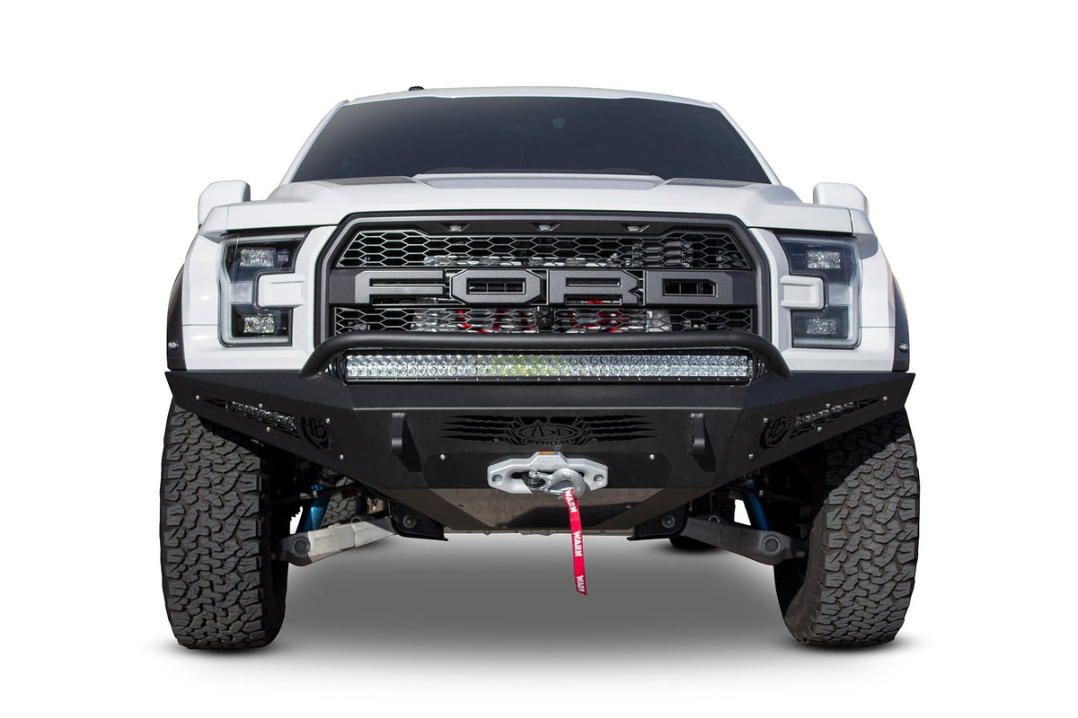 2017-2020 Ford F-150 Raptor HoneyBadger Front Bumper With Winch Mount Addictive Desert Designs-3